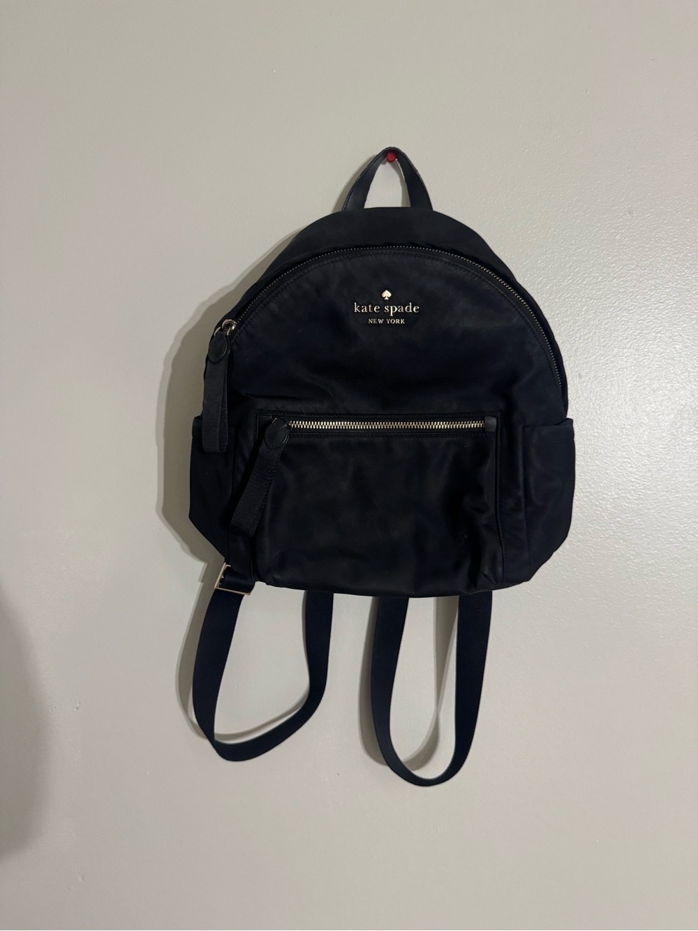 kate spade Black Nylon Mini Backpack with Gold Logo